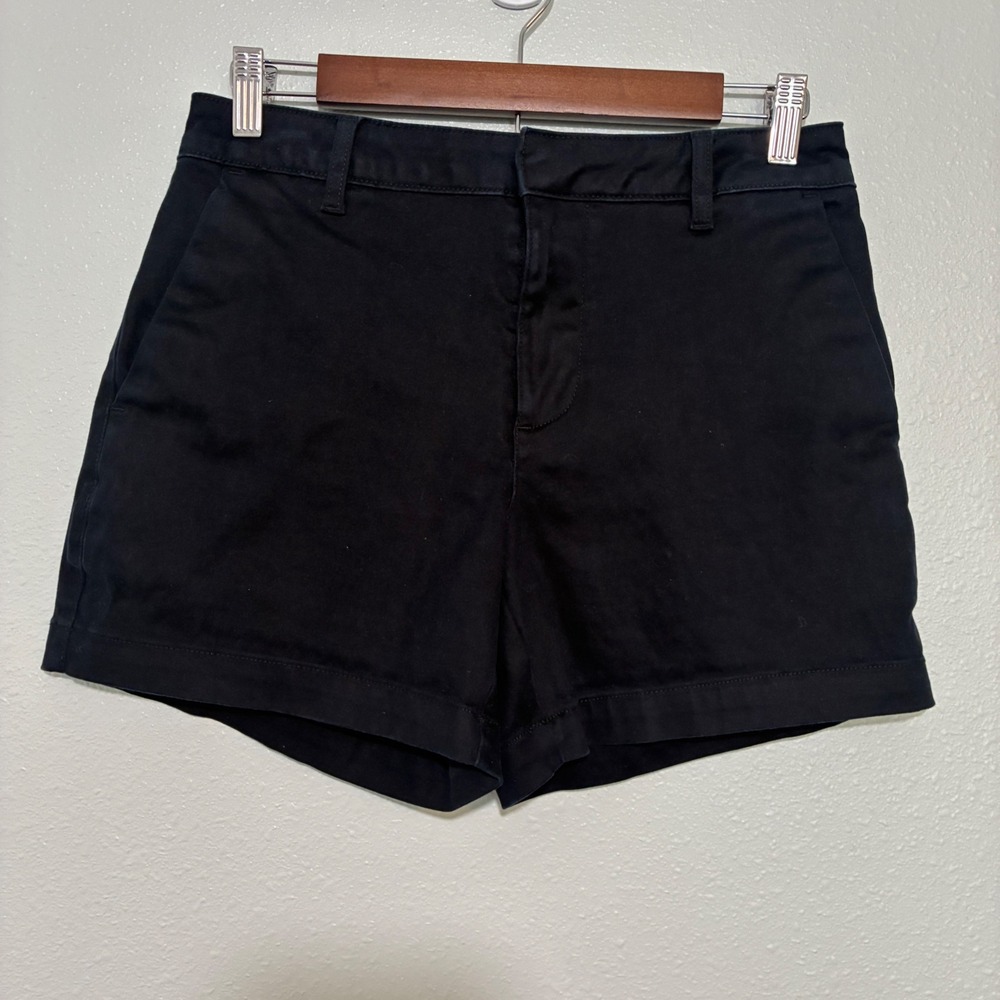 Banana Republic Womens Black Stretch Chino Shorts Size 6 Mid Rise Solid Casual
